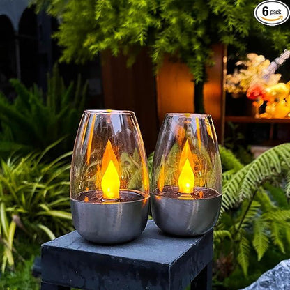 Solar Power Tea Lights Outdoor Flameless Flicker IP65 Waterproof Table Lamp