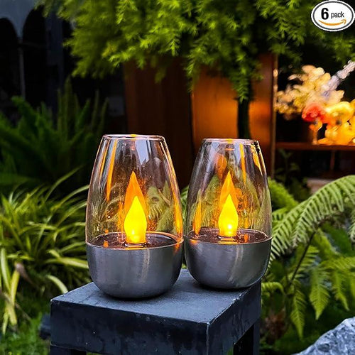 Solar Power Tea Lights Outdoor Flameless Flicker IP65 Waterproof Table Lamp