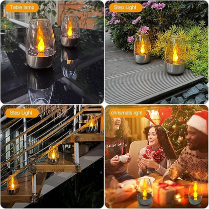 Solar Power Tea Lights Outdoor Flameless Flicker IP65 Waterproof Table Lamp